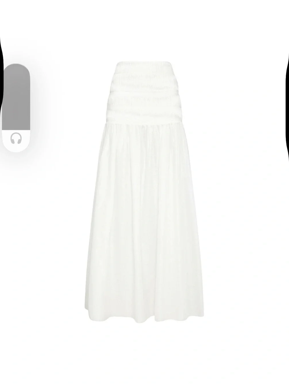 Smocked Waist White Maxi Skirt